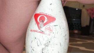 Bowling pin fucked for squirting