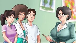 Summertime Saga - Slim Ebony Great Fuck with white Stud Creampied by White Dick - Miss Ross Sex Scenes