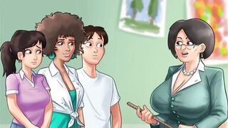 Summertime Saga - Slim Ebony Great Fuck with white Stud Creampied by White Dick - Miss Ross Sex Scenes