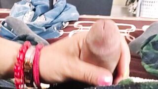 She masturbates me and my penis gets wet with droplets of pleasure.