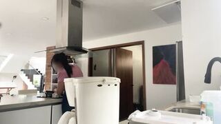 delicious maid MILF with huge saggy tits lets her boss play with her nibs