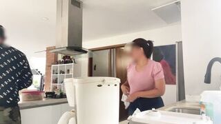 delicious maid MILF with huge saggy tits lets her boss play with her nibs - 15 image