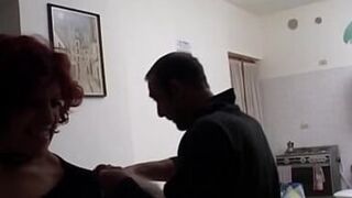 Before being fucked by horny old man, she masturbates in car