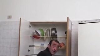 Before being fucked by horny old man, she masturbates in car