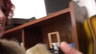 Before being fucked by horny old man, she masturbates in car