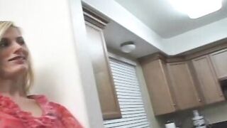 A superb blonde MILF got her face covered with warm cum