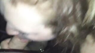 amateur blonde milf sucking big cock in car