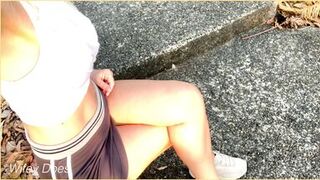 Short skirt in public no panties pussy flashing