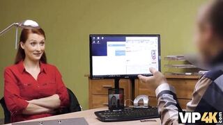 VIP4K. Lucky dude is ready to help a bombshell in exchange for sex