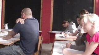 Horny teacher gives him a private tutoring lesson in biology and shows him how the sexual organ works! - 3 image