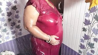 Sexy mom taking shower in Birhroom