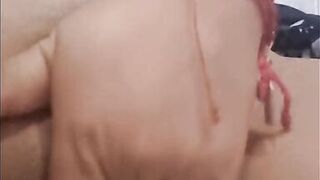 Whore stepmom masturbates her clit with her fingers and puts a dildo in her pussy