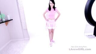 Cute Teen Brunette Nerd tries out Porn