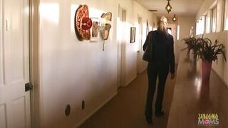 Mature in black lingerie gives a blowjob to a big cock and fucks hard