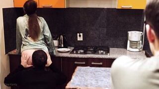 Blindfolded Wife and The Best Friend. Cukold watches his wife being fucked - 2 image