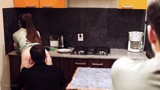 Blindfolded Wife and The Best Friend. Cukold watches his wife being fucked - 3 image