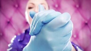 Asmr Video- Hot Sounding with Arya Grander - Blue Nitrile Gloves Fetish Close up Video