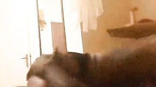 Sexy ebony milf gets cum on ass after riding bbc