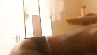 Sexy ebony milf gets cum on ass after riding bbc