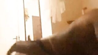 Sexy ebony milf gets cum on ass after riding bbc