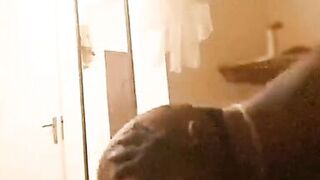 Sexy ebony milf gets cum on ass after riding bbc