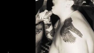 BBW Elizabeth Dresden Sucks Mr. Dresden's Cock Till He Cums All Over Her Tits