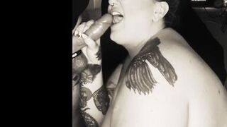 BBW Elizabeth Dresden Sucks Mr. Dresden's Cock Till He Cums All Over Her Tits