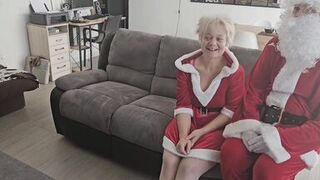 Mother Christmas gets her pussy and ass fucked by Santa