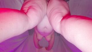 Chubby girl fucked seen from below, tits and belly shaking and big cumshot