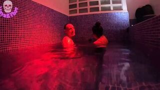 Fucking in Spa Footjob and Creampie for Naughty Busty - 1 image