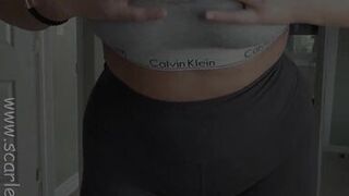 Busty Teacher in leggings strips and teases her student's dad online - 12 image