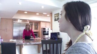 Inexperienced brunette MILF gets fucked by her sugar stepmommy