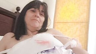 My husband's son saw me masturbating and stayed to watch, he exposed himself hard