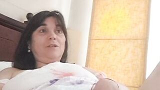 My husband's son saw me masturbating and stayed to watch, he exposed himself hard