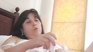 My husband's son saw me masturbating and stayed to watch, he exposed himself hard