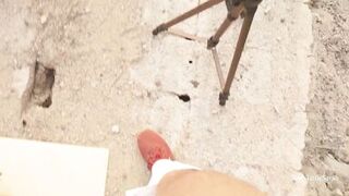 Hot Big Ass Mommy Public Fucks Fast and Hard, Her Pussy is Filled with Cum in an Abandoned Landing!