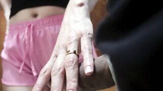 Married neighbor sees handjob and helps.