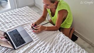 Amateur wife is enjoying her own Sybian sex machine video and get two huge body shaking orgasms