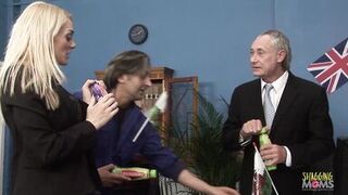 Sluts celebrating Independence Day by having group sex in the office