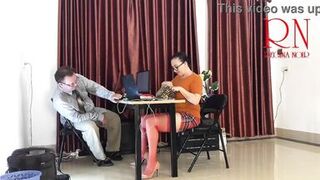 Monday in the office. Employee without panties. Tease, lick pussy, suck dick in the office. Naughty office. c11