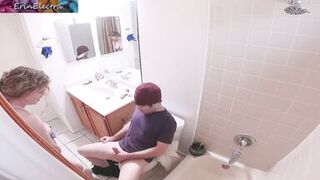 Masturbating stepmom in the bathroom invites stepson in for sex