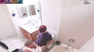 Masturbating stepmom in the bathroom invites stepson in for sex