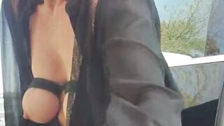 Risky squirt outdoor