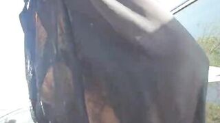 Risky squirt outdoor