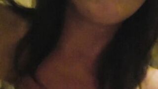 Horny milf plays in bar bathroom