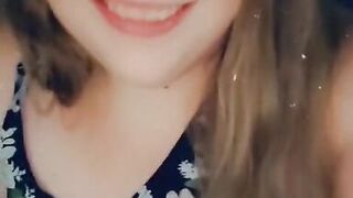 Gorgeous chubby girl tit flash and smile - 10 image