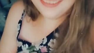 Gorgeous chubby girl tit flash and smile - 11 image