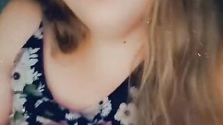 Gorgeous chubby girl tit flash and smile - 14 image