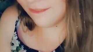 Gorgeous chubby girl tit flash and smile