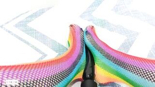 Foot Fetish with Sexy Colored Stockings